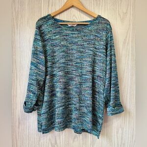 Allison Daley Plus Blue 3/4" Length Sleeve Top 3X EUC